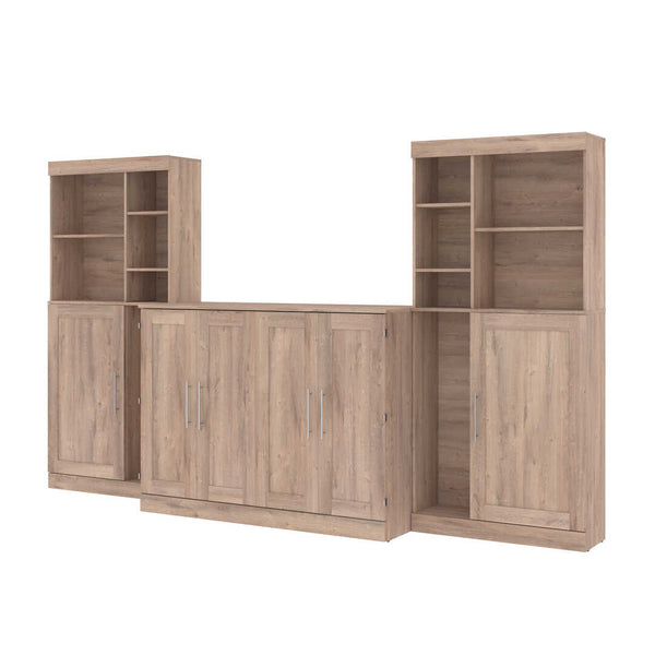 Full Cabinet Bed with Mattress and Tall Storage Cabinets (133W)