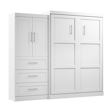 Queen Murphy Bed and Storage Cabinet with Drawers (101W)