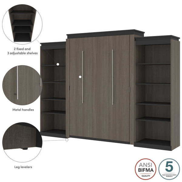 Queen Murphy Bed with Shelves (126W)