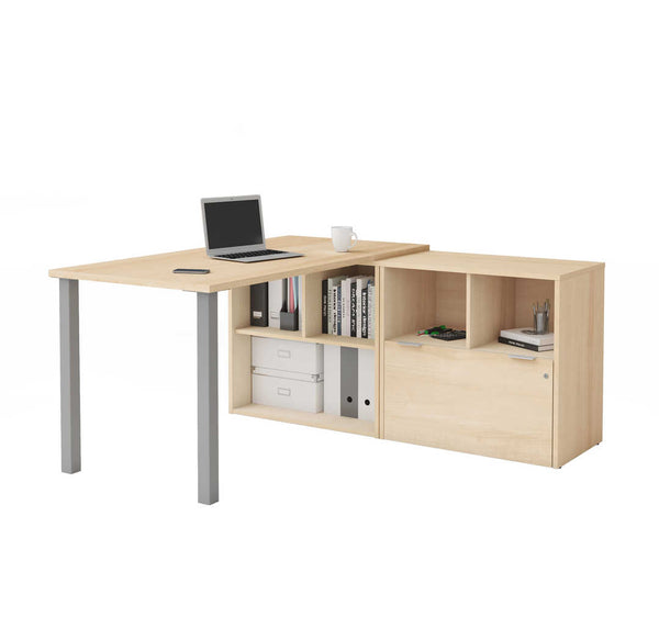 61W L-Shaped Desk with Metal Legs