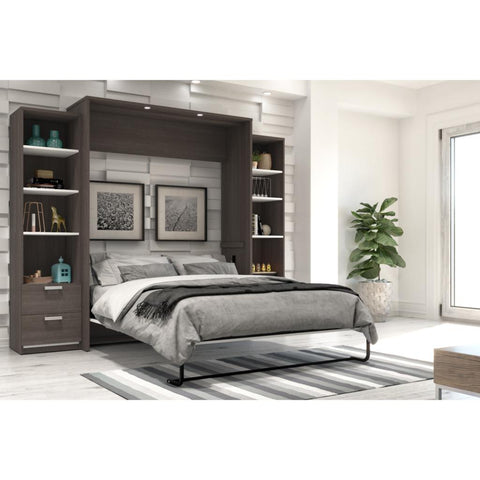 Queen Murphy Bed and 2 Narrow Closet Organizers with Drawers (105W)