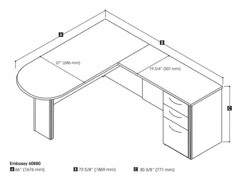 L-Shaped Desk with Pedestal