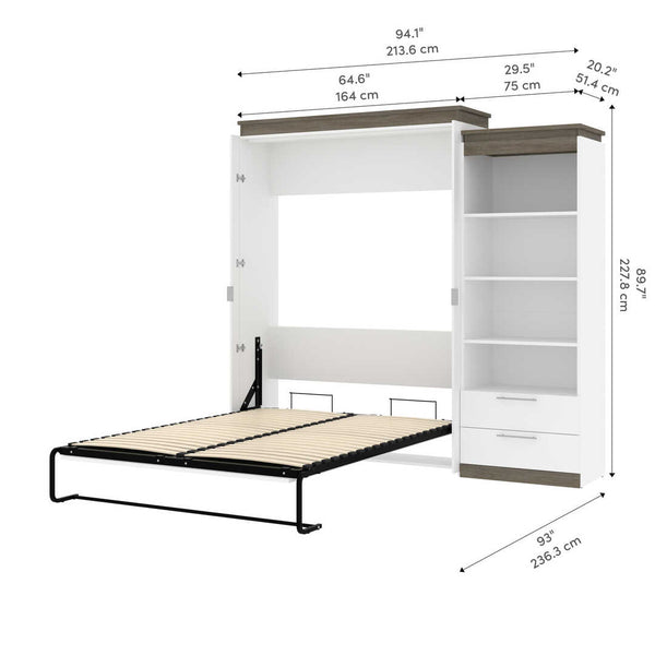 Queen Murphy Bed with Shelves and Drawers (97W)