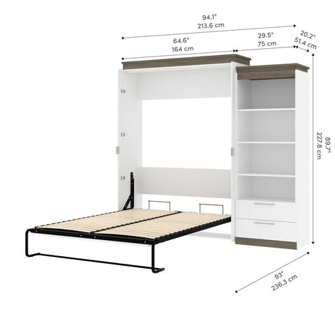 Queen Murphy Bed with Shelves and Drawers (97W)