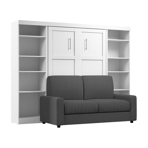 Full Murphy Bed with Sofa and Shelving Units (109W)