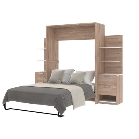 Full Murphy Bed with Nightstands and Floating Shelves (99W)