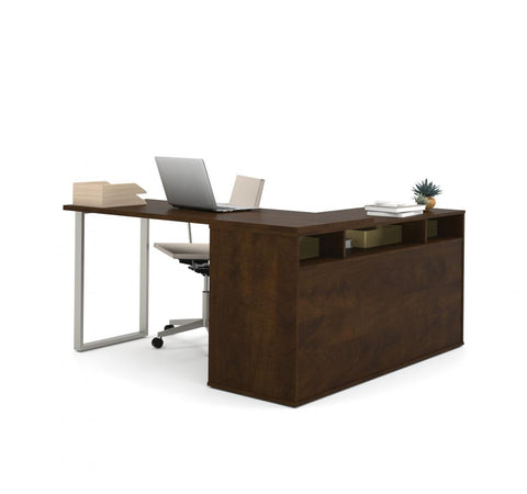 60W L-Shaped Desk with Lateral File Cabinet and Bookcase