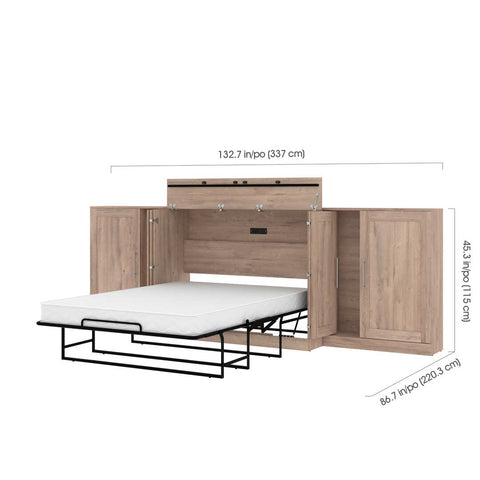 Full Cabinet Bed with Mattress and Storage Cabinets (133W)