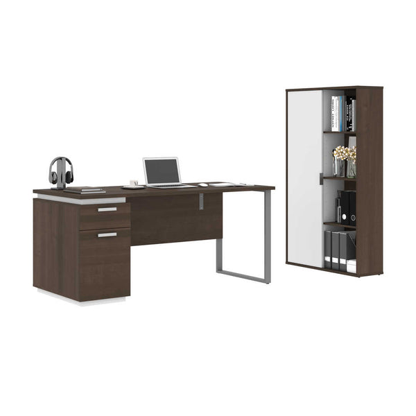 66W Desk with Single Pedestal and Storage Cabinet