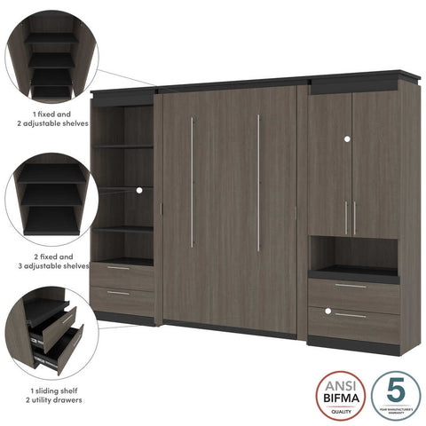 Full Murphy Bed and Multifunctional Storage with Drawers (119W)