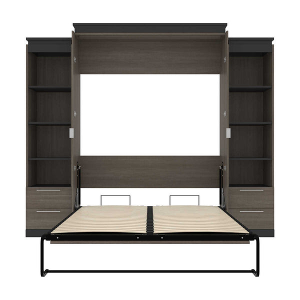 Queen Murphy Bed with Shelves and Drawers (106W)