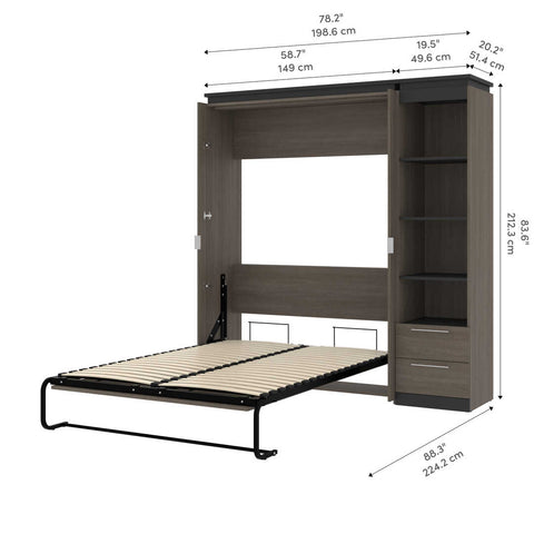 Full Murphy Bed with Shelves and Drawers (81W)