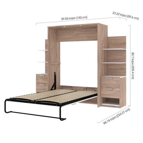 Full Murphy Bed with Nightstands and Floating Shelves (99W)