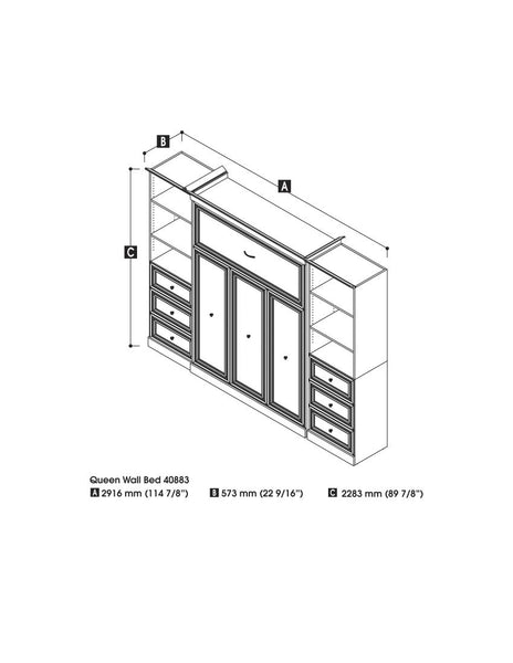 Queen Murphy Bed and 2 Closet Organizers with Drawers (115W)