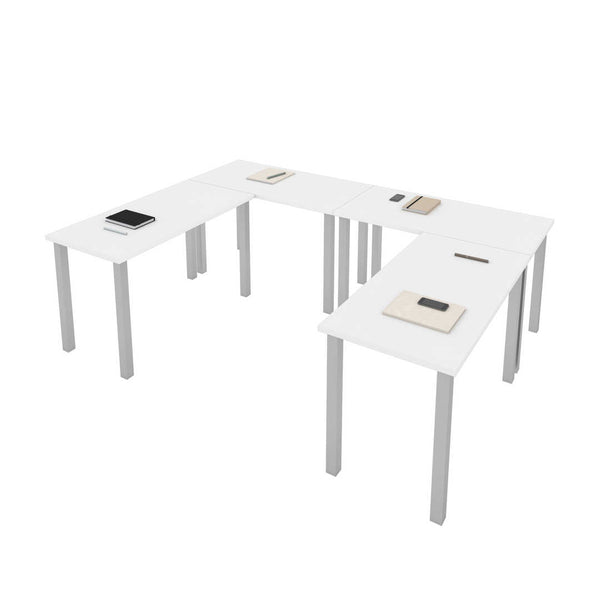 Four 48W x 24D Table Desks with Square Metal Legs