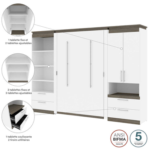 Full Murphy Bed and Multifunctional Storage with Drawers (119W)