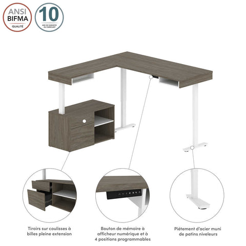 72W L-Shaped Standing Desk with Credenza