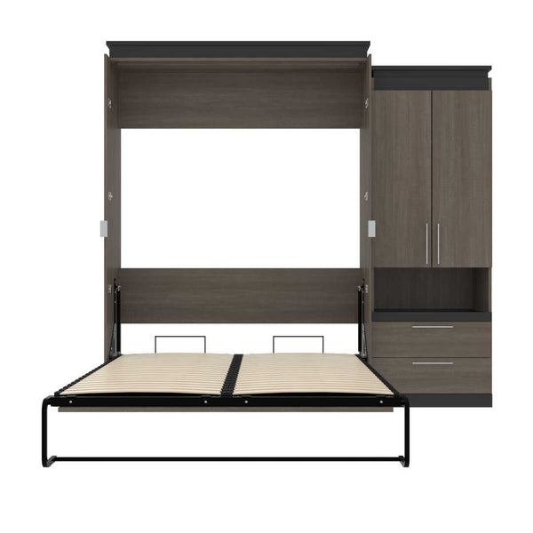 Queen Murphy Bed with Storage Cabinet and Pull-Out Shelf (97W)