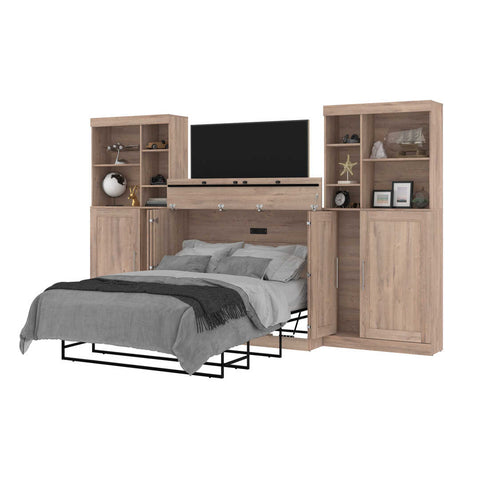 Full Cabinet Bed with Mattress and Tall Storage Cabinets (133W)