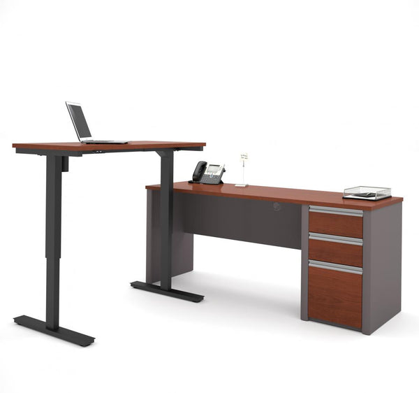 72W L-Shaped Standing Desk with Pedestal