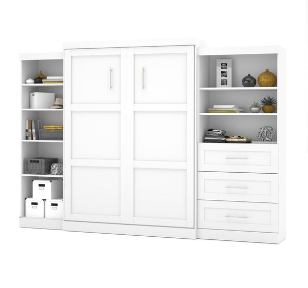 Queen Murphy Bed with Shelving and Drawers (126W)