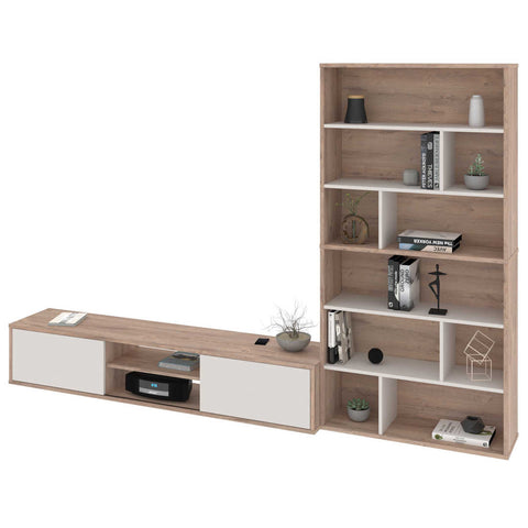 TV Stand with 2 Asymmetrical Shelving Units