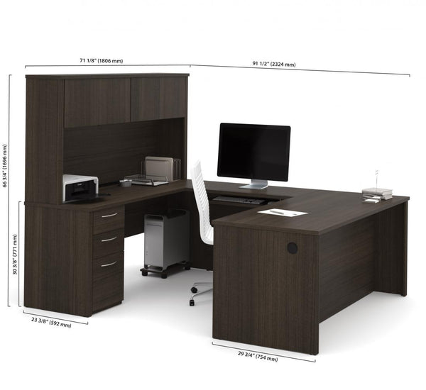 72W U-Shaped Executive Desk with Pedestal and Hutch