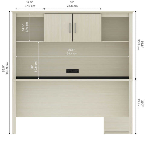 66W U or L-Shaped Executive Office Desk with Pedestal and Hutch