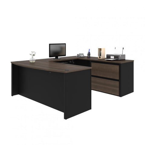 72W U-Shaped Executive Desk with Lateral File Cabinet