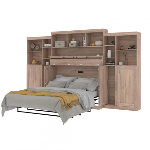 Queen Cabinet Bed with Mattress, two 36″ Storage Units, and 3 Hutches