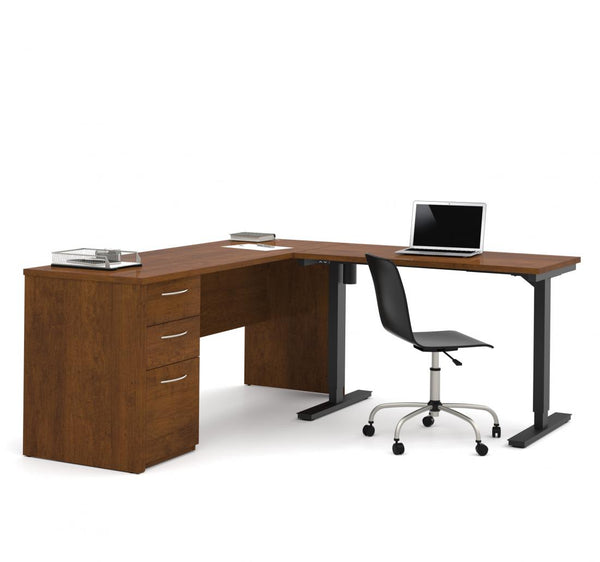 72W L-Shaped Standing Desk with Pedestal