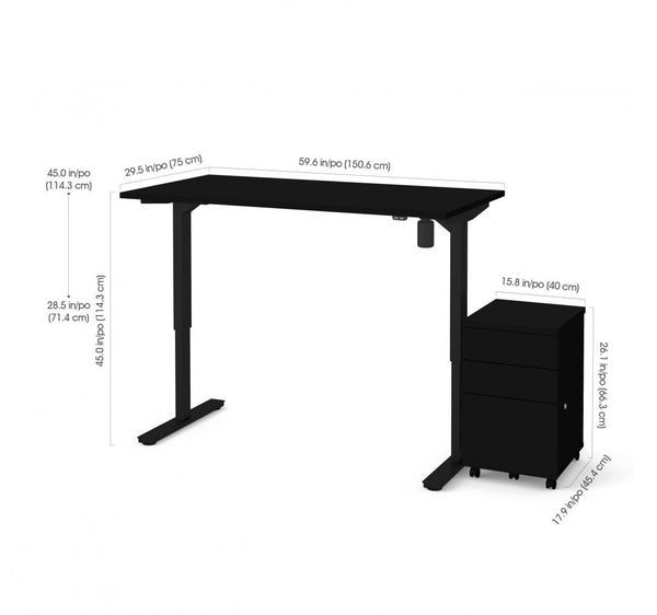 60W x 30D Standing Desk with Assembled Mobile Pedestal