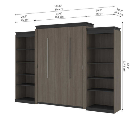 Queen Murphy Bed with Shelves (126W)