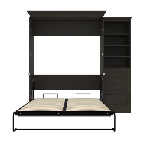 Queen Murphy Bed with Shelves and Drawers (92W)