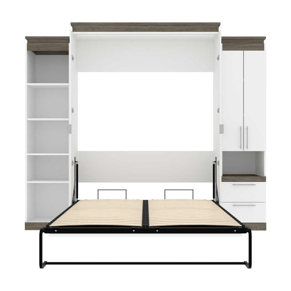 Queen Murphy Bed with Storage Cabinet and Shelves (106W)