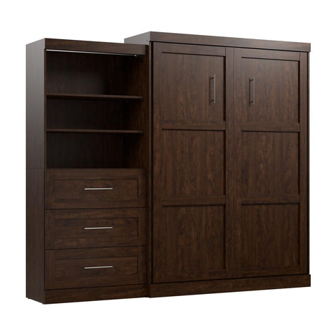 Queen Murphy Bed and Shelving Unit with Drawers (101W)