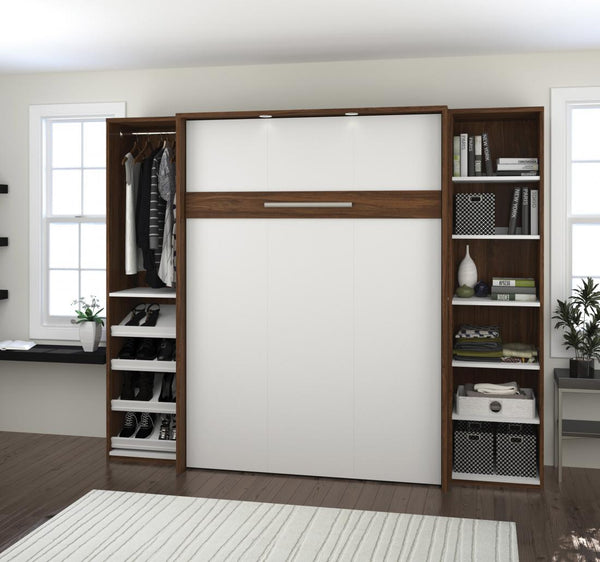 Full Murphy Bed with 2 Narrow Closet Organizers (99W)