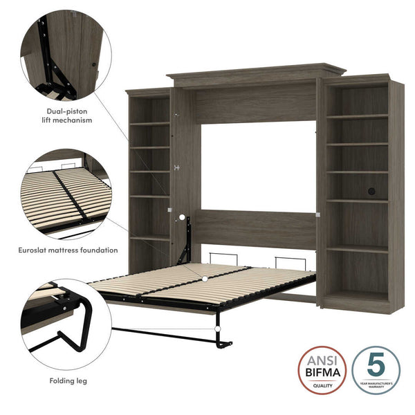 Queen Murphy Bed with Bookshelves (115W)