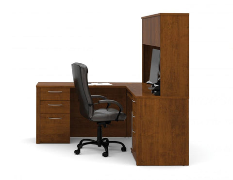 L-Shaped Desk with Two Pedestals and Hutch