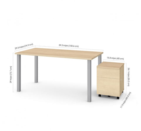 60W x 30D Table Desk with Mobile Pedestal