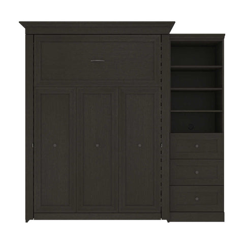 Queen Murphy Bed with Shelves and Drawers (92W)