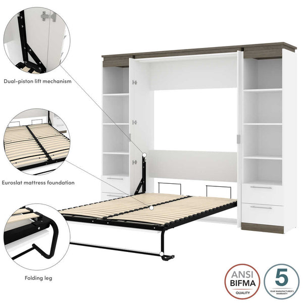 Full Murphy Bed with Shelves and Drawers (100W)