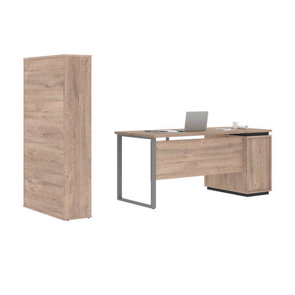 66W Desk with Single Pedestal and Storage Cabinet