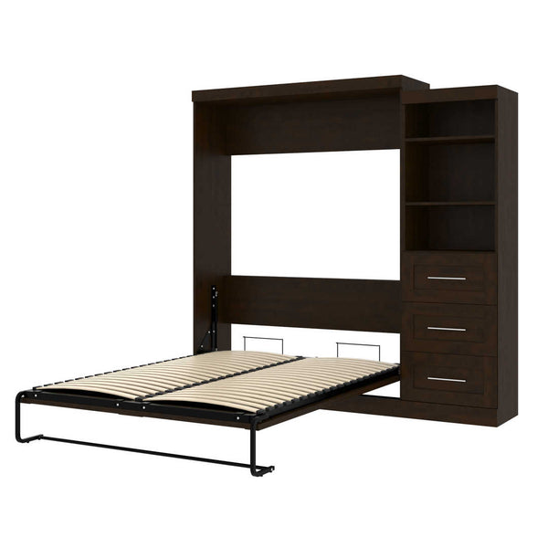 Queen Murphy Bed and Shelving Unit with Drawers (90W)