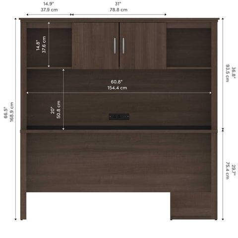 66W U or L-Shaped Executive Office Desk with Pedestal and Hutch