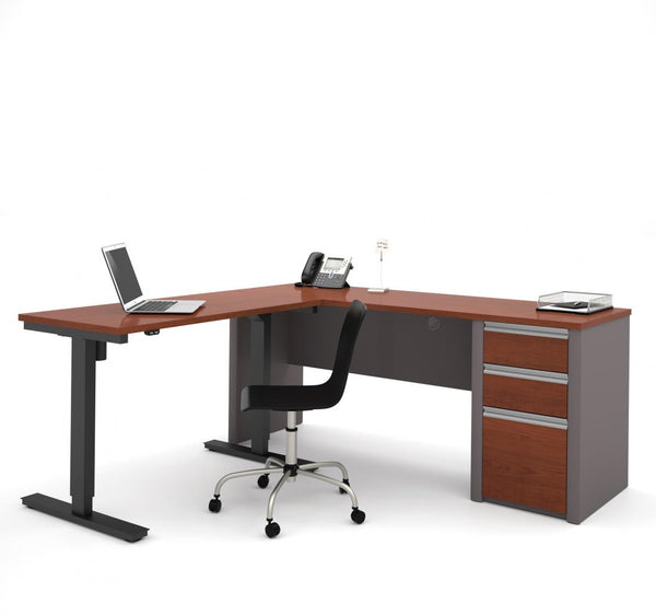 72W L-Shaped Standing Desk with Pedestal