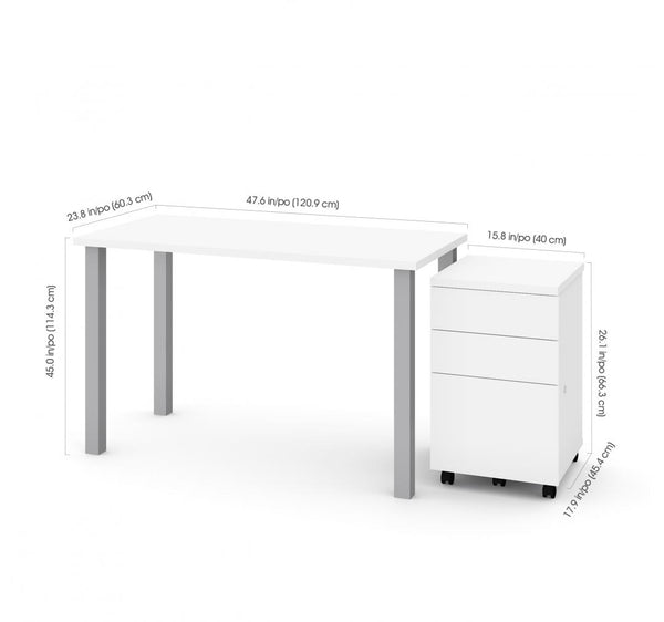 48W x 24D Table Desk with Assembled Mobile Pedestal