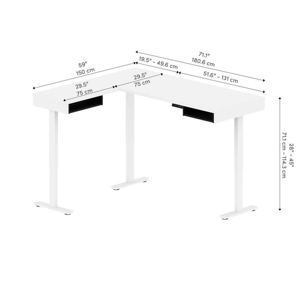 72W L-Shaped Standing Desk