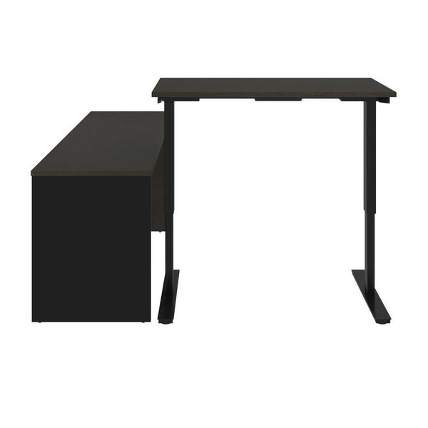 72W L-Shaped Standing Desk with Pedestal