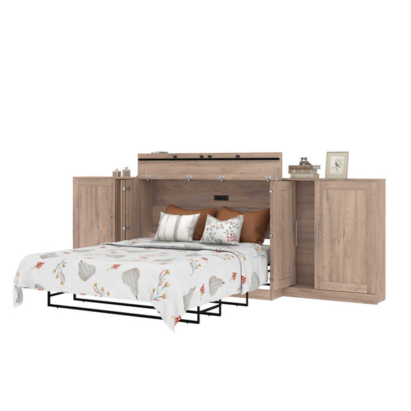 Queen Cabinet Bed with Mattress and Storage Cabinets (139W)